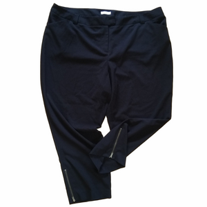 Fashion Bug 20 Black Stretch Capri Pants Zipper Hem